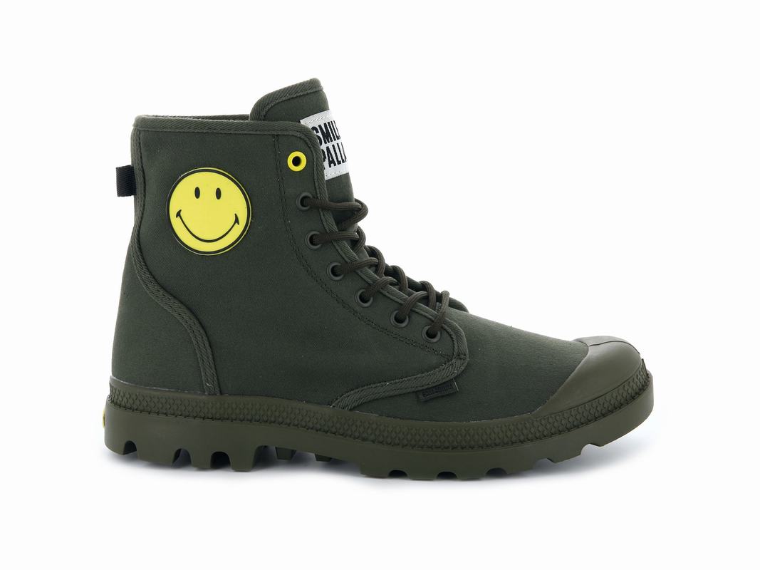 Palladium Pampa Smiley Fest Bag Damen Stiefel Olivgrün ||748329-NVQ||